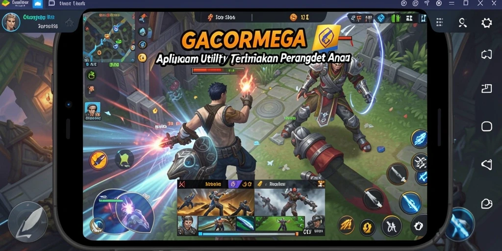 Screenshot utama GACORMEGA menampilkan antarmuka aplikasi Utility yang ramah pengguna.