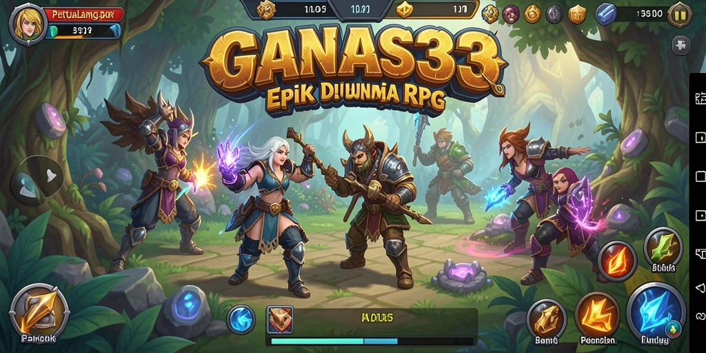 Screenshot GANAS33 menampilkan aksi pertarungan epos di dunia RPG.