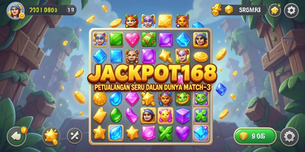 Tampilan menarik dari gameplay JACKPOT168 dalam genre Match-3.