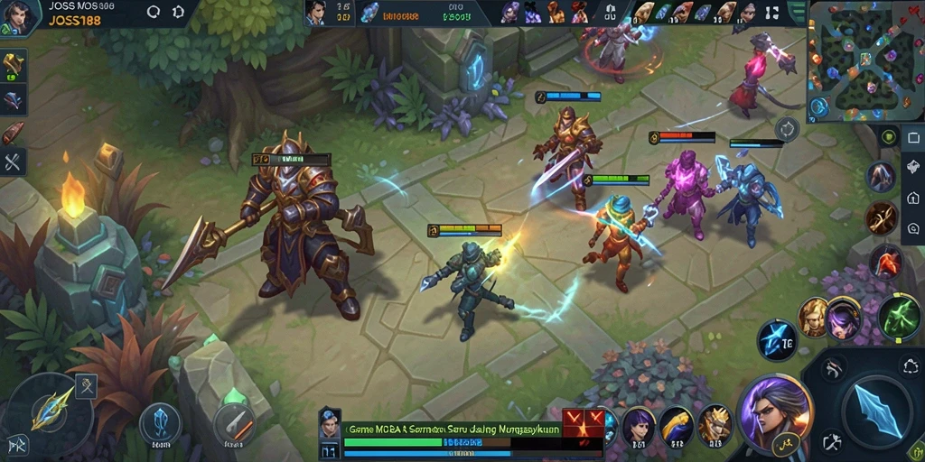 Screenshot gameplay JOSS188 yang menunjukkan aksi seru dalam pertandingan MOBA.