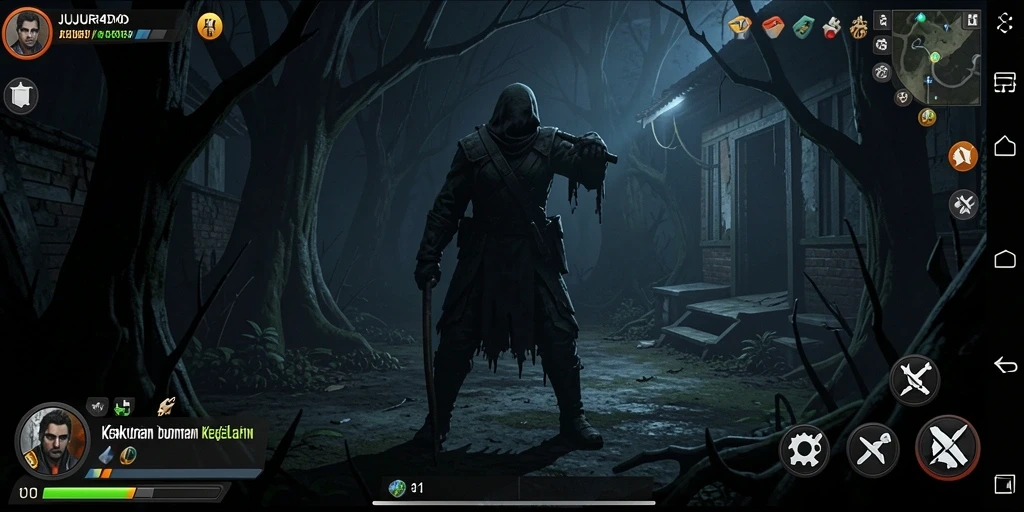 Tampilan menegangkan dari gameplay <strong>JUJUR4D</strong> dengan suasana yang mencekam.
