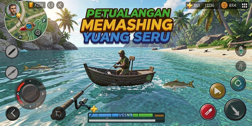 Tampilan gameplay K234 dengan aksi memancing yang mendebarkan.