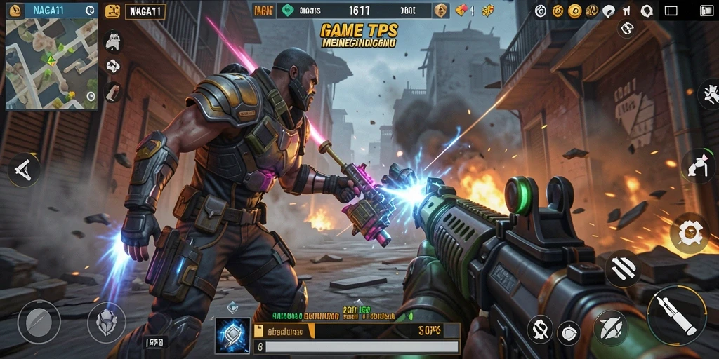 Screenshot NAGA11 menunjukkan aksi seru dalam gameplay TPS.