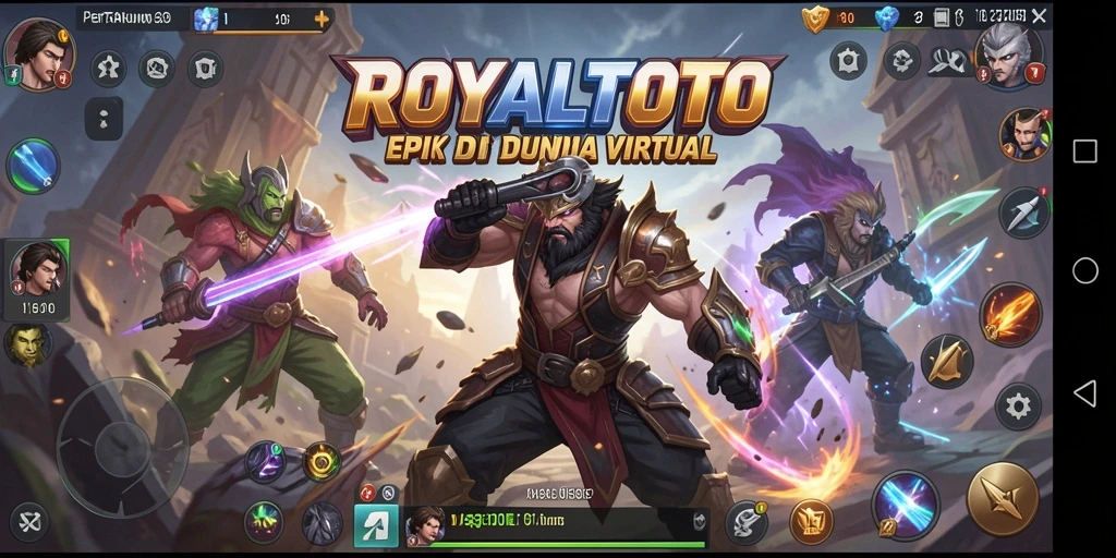 Tangkapan layar ROYALTOTO menunjukkan pertarungan seru antara karakter dengan efek visual menarik.