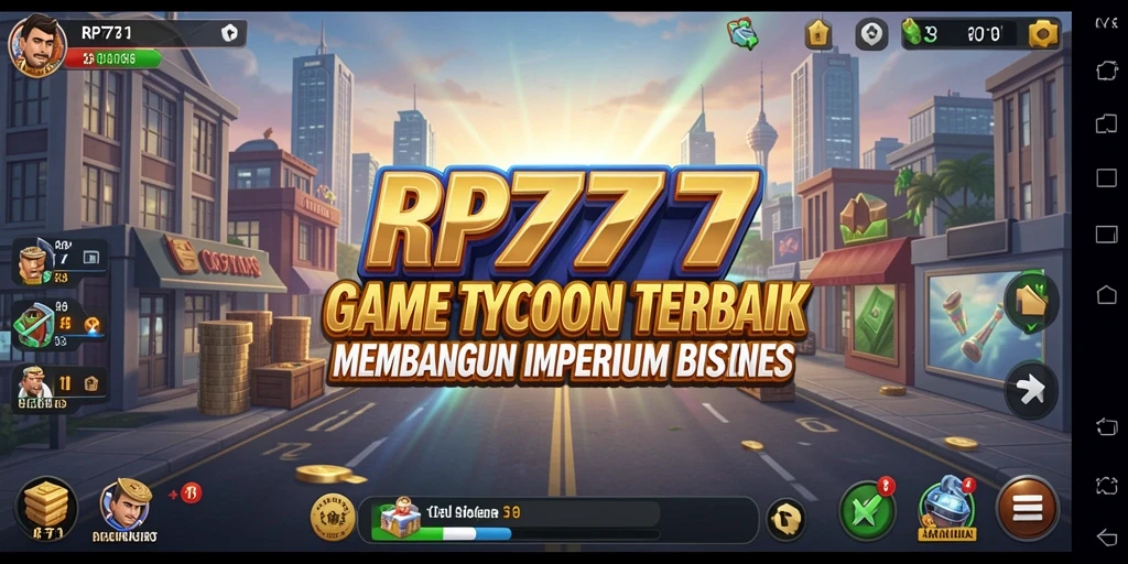 Tangkapan layar menunjukkan gameplay RP777 yang penuh aksi dalam membangun bisnis.