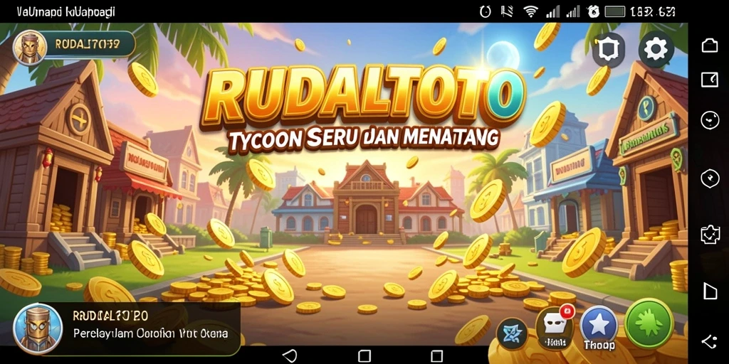 Tampilan gameplay seru dalam RUDALTOTO yang menunjukkan manajemen kerajaan.