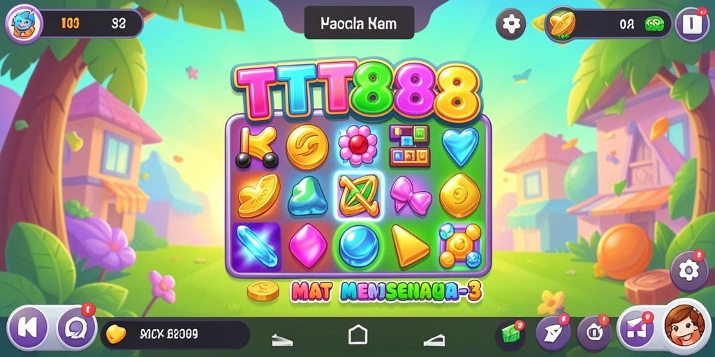 Tampilan gameplay TTT888 dengan permainan Match-3 yang seru.
